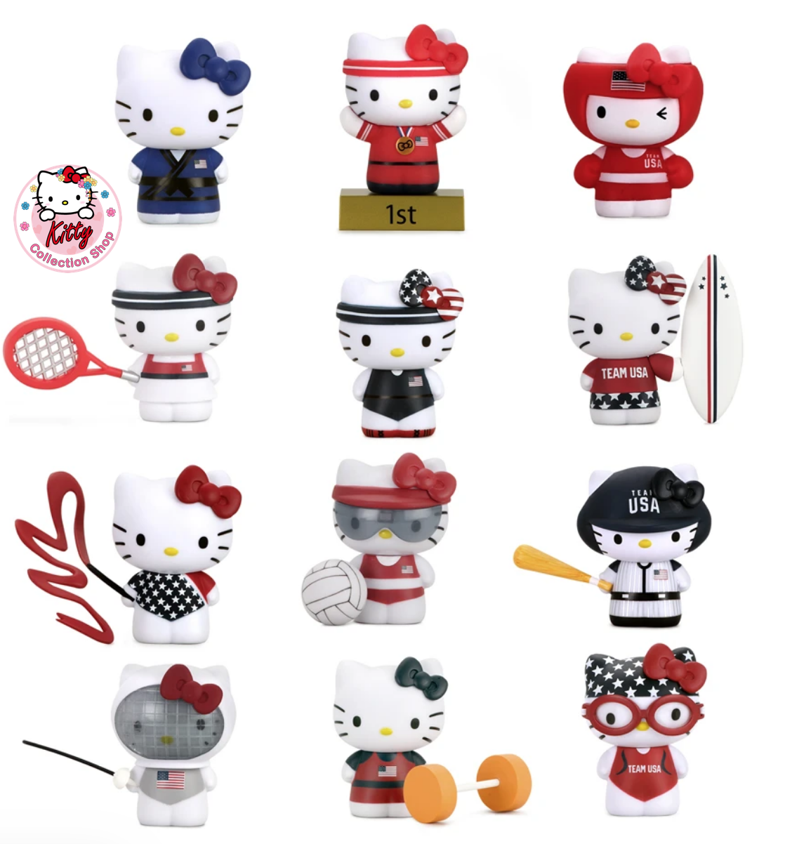 12 Mini Figures Hello Kitty Tokyo 2020 Olympic Team USA