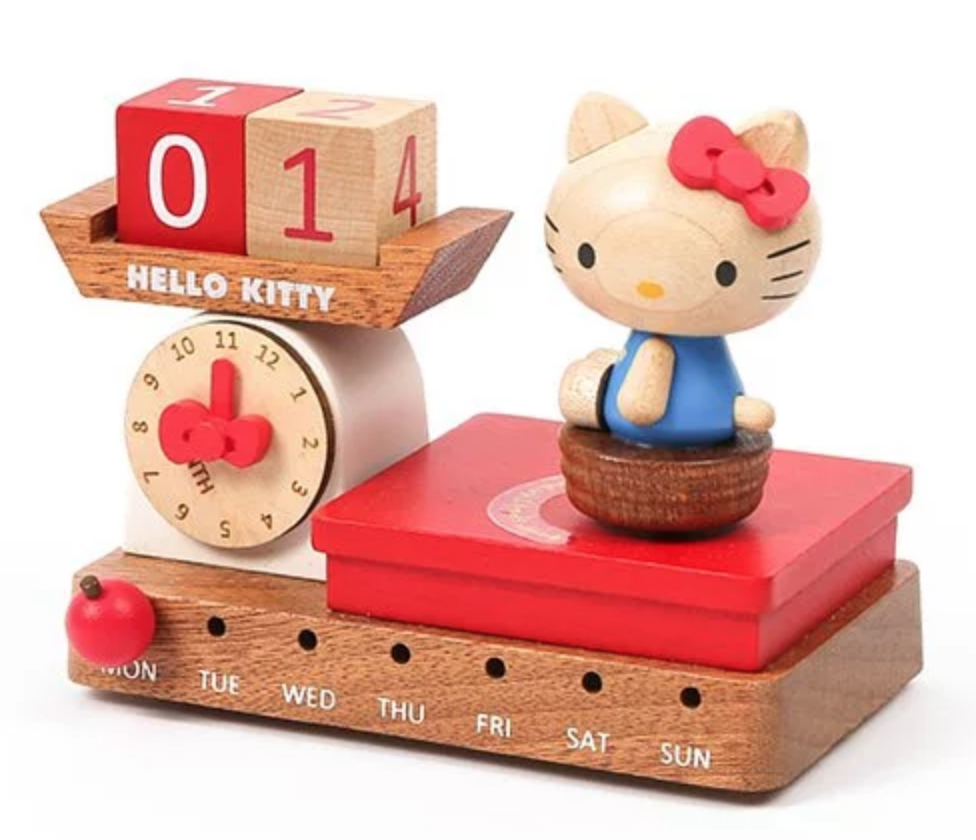 Hello Kitty & Calendar on Weight Scale Wooden Music Box