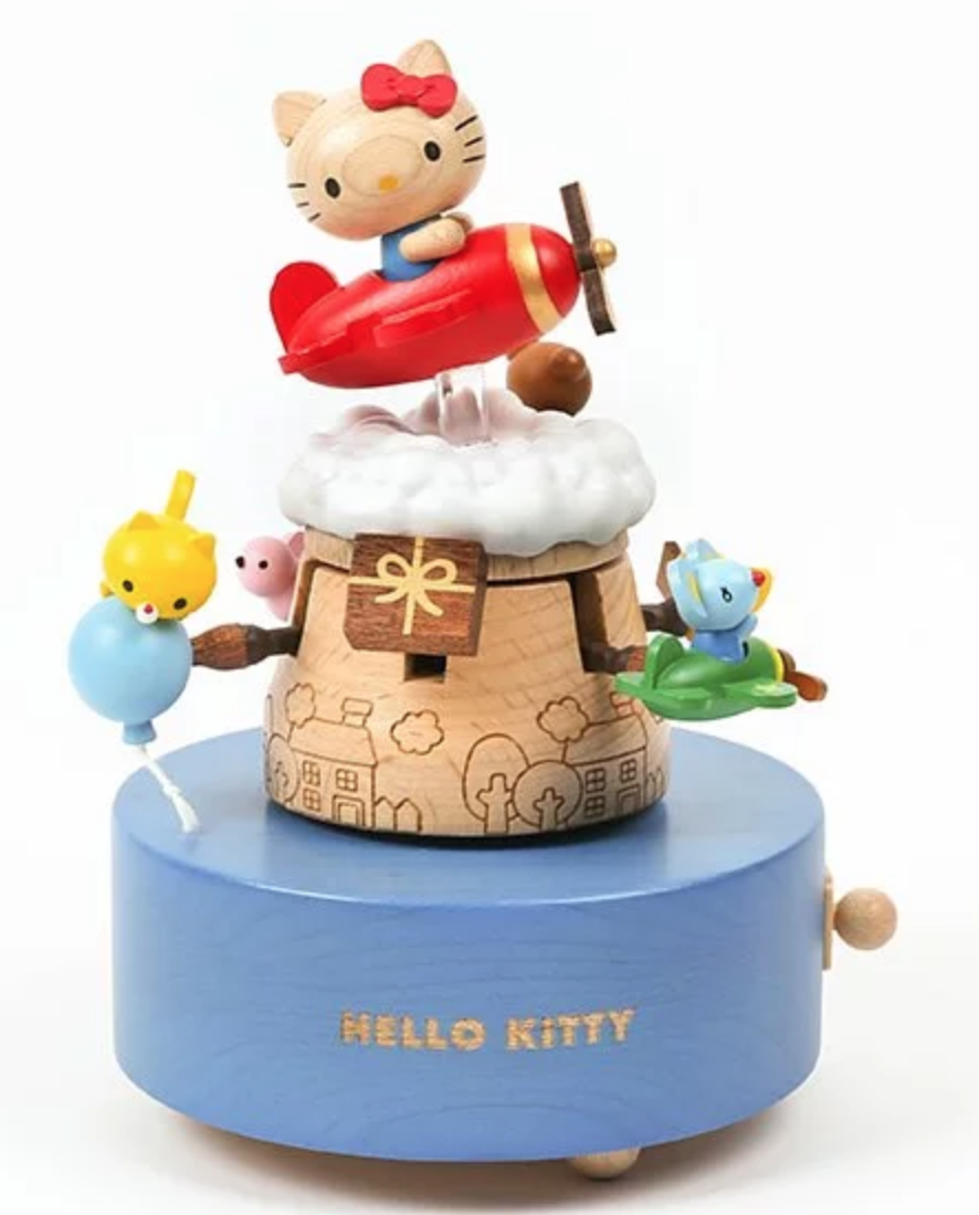 Hello Kitty Plane Wooden Music Box