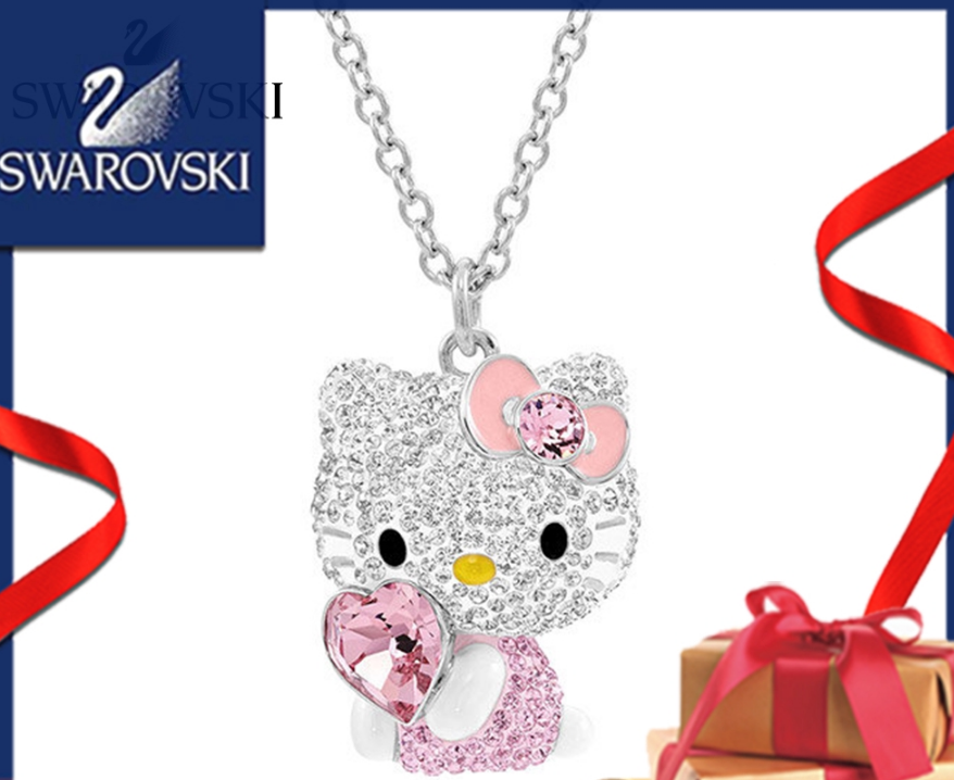 Hello Kitty Swarovski Pink Heart Pendant Necklace